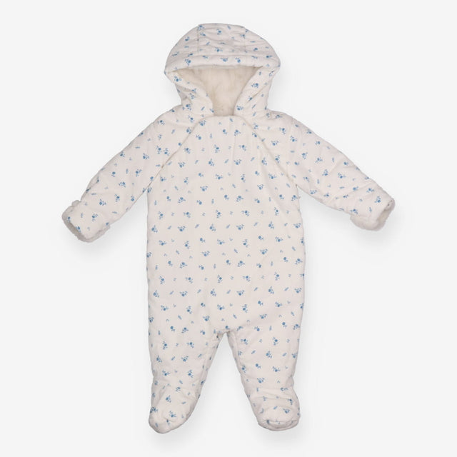 Pramsuit white floral fleece lining