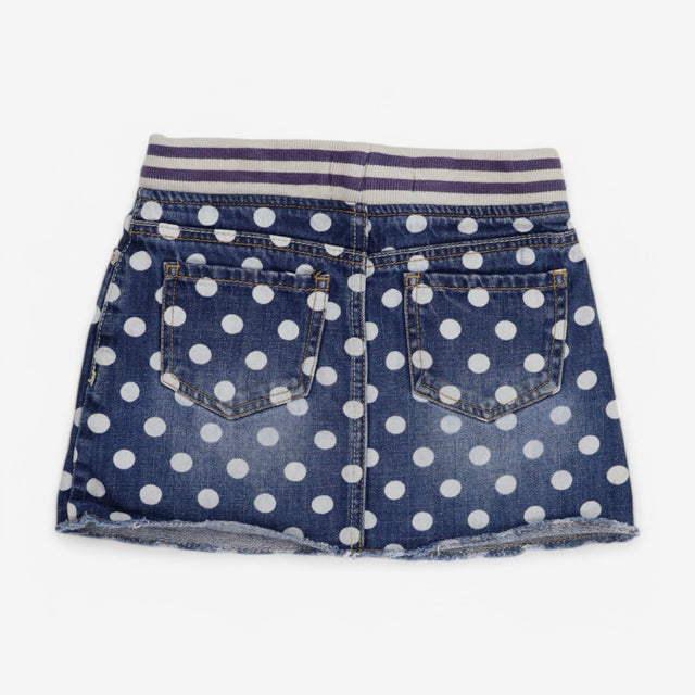 Denim Skirt White Spotted Grey Waistband