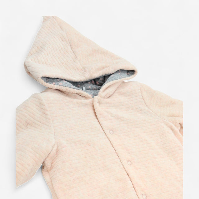 Popper jacket velour pink ribbed