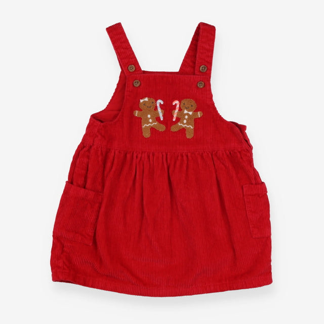 Gingerbread applique cord pinafore