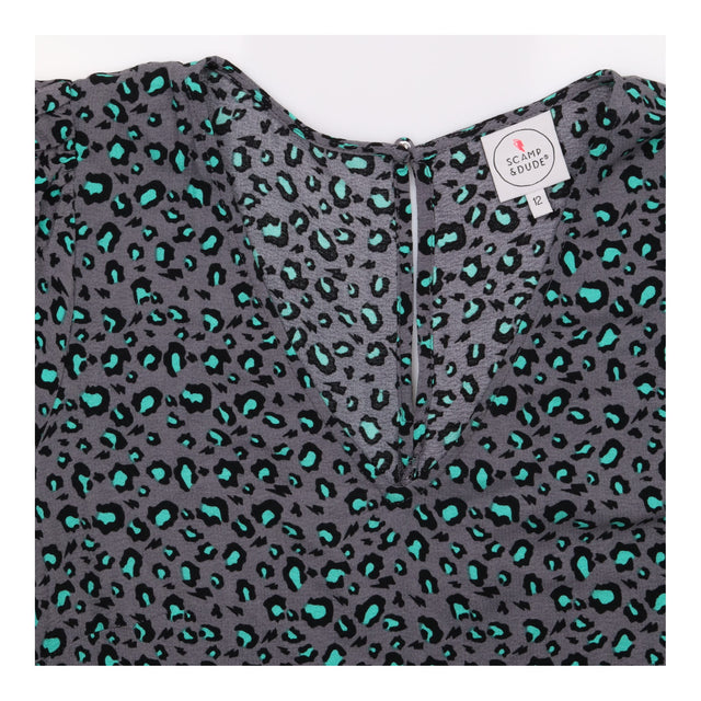 Midi and Tiered Dress Grey Teal Animal Print Tiere