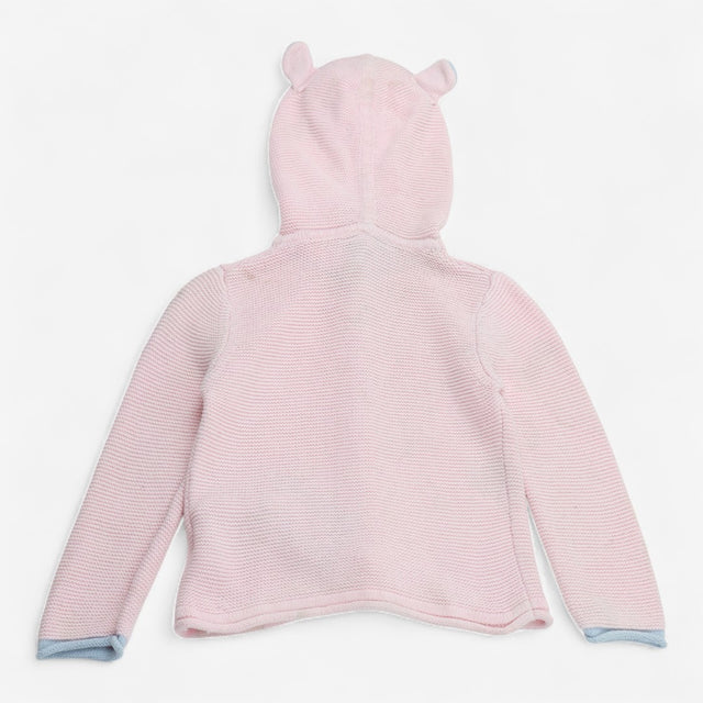 Knit cardigan pink cat hood