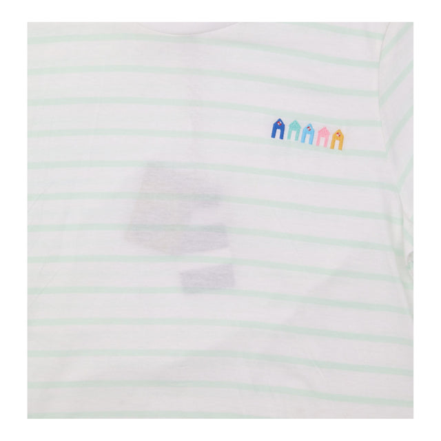 Top Embroidered Breton Stripe T-Shirt Crew Neck Wh