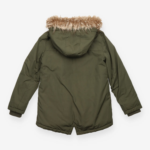 Parka Coat Khaki Fleece Lined Hood
