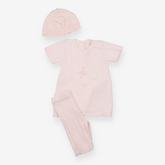 Pink Knit Outfit with Hat