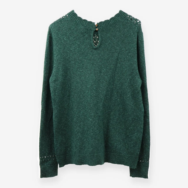 Forest green pointelle knit jumper