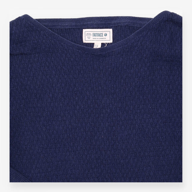 Top Blue Textured Knit Long Sleeve Relaxed Jumper