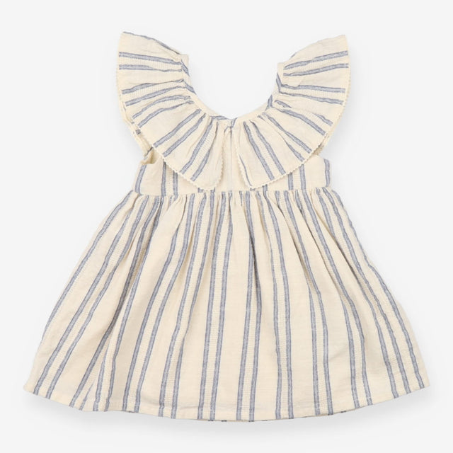 Cream and Blue Striped Dress
