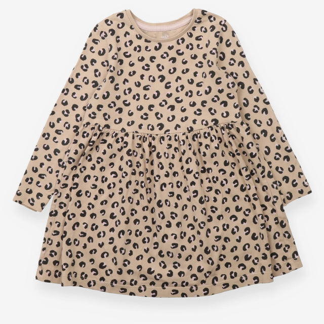 Leopard print LS jersey dress
