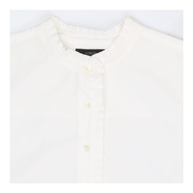 Cotton Poplin Ruffle Sleeve Shirt White Classic Fi
