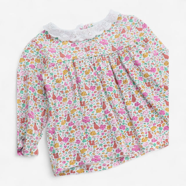 Fox & Floral Collared Tunic