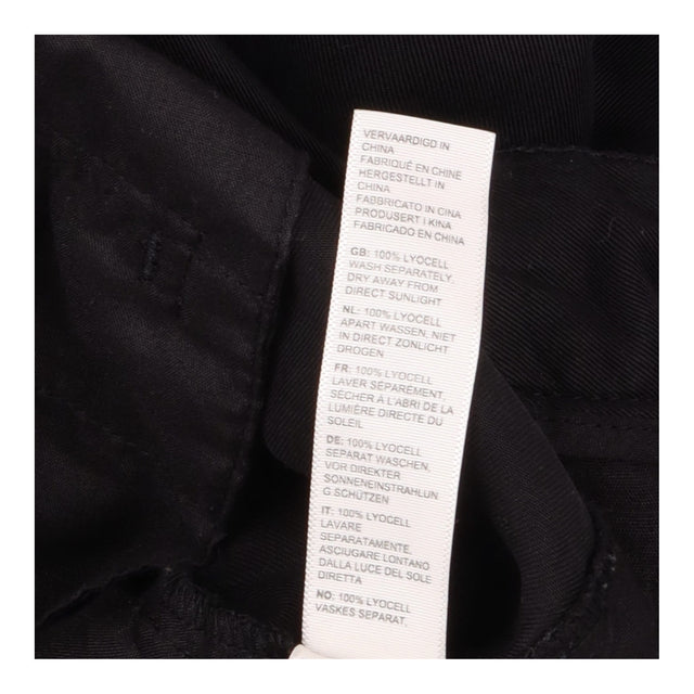 Trousers Black Tapered Leg Casual Twill