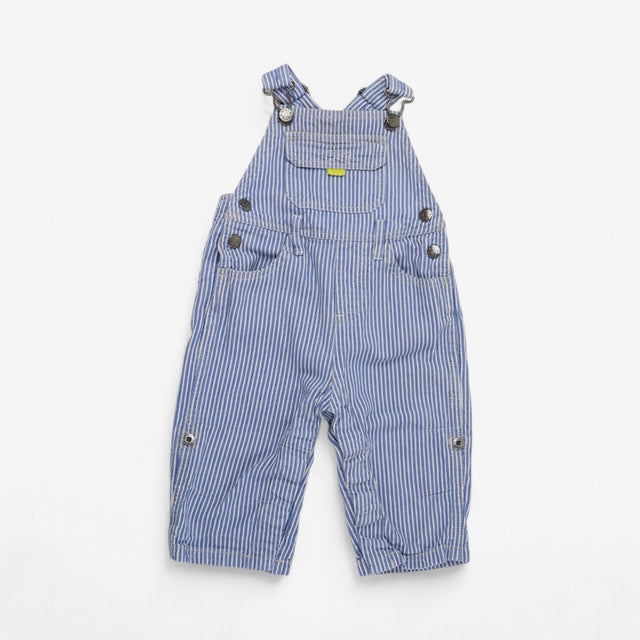 Light blue and white striped soft denim dungarees