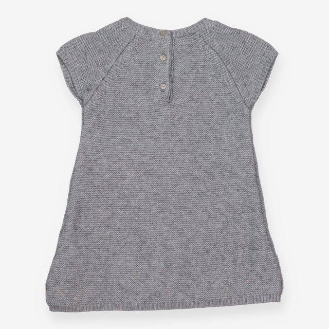 Grey knit dress with yellow birds