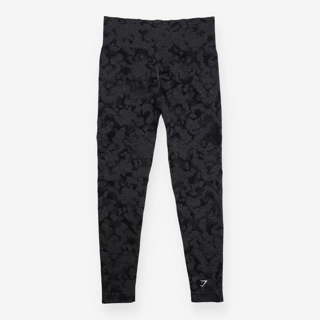 Black Grey Floral Print High Waisted Full Length L