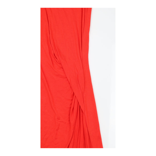 Dress Red Asymmetric Draped Sleeveless Round Neck