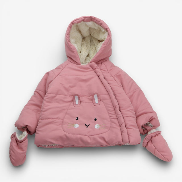 Coat Pink Fleece Lined Bunny Pocket