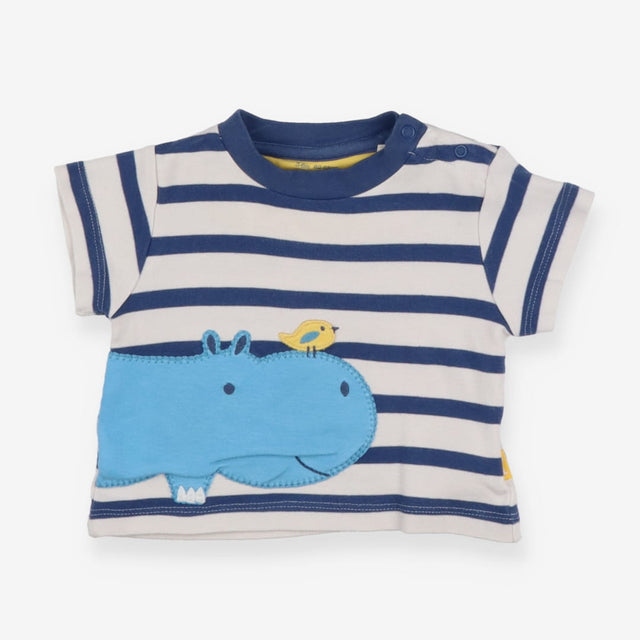 Tee SS blue stripe hippo bird