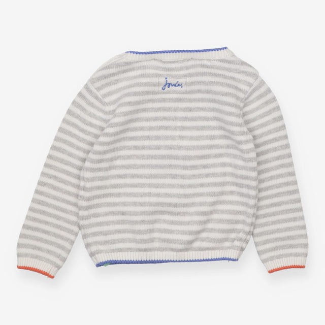 Grey Striped Rabbit Knit Sweater