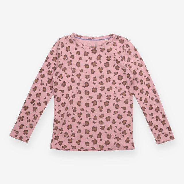 Pointelle tee pink leopard