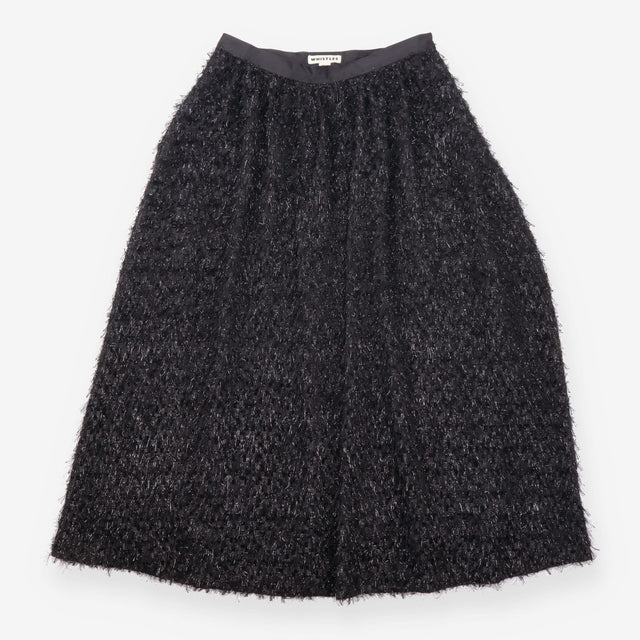 Skirt Black Metallic Thread Textured Midi Sparkle