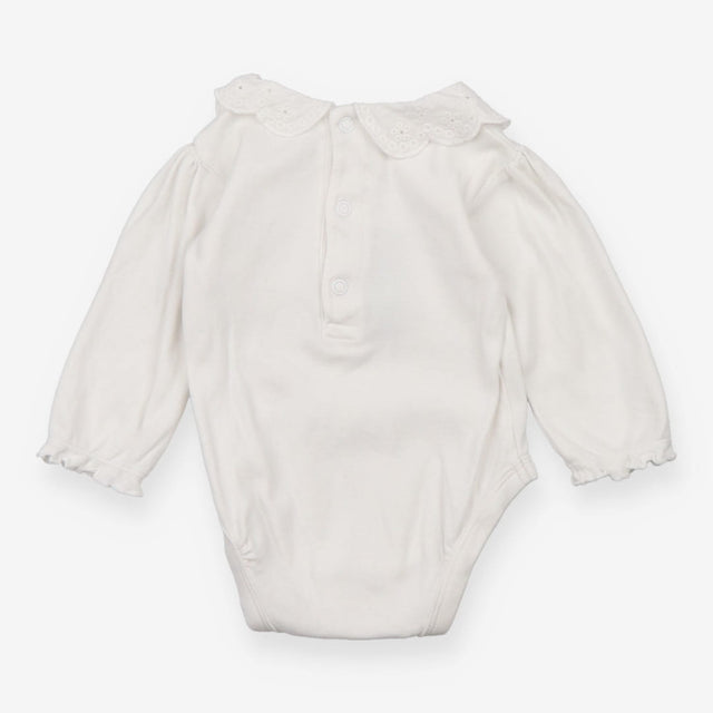 Bodysuit white long sleeve broiderie anglaise