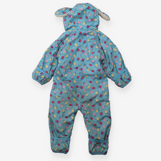 Puddlesuit blue flowers pink lining ears