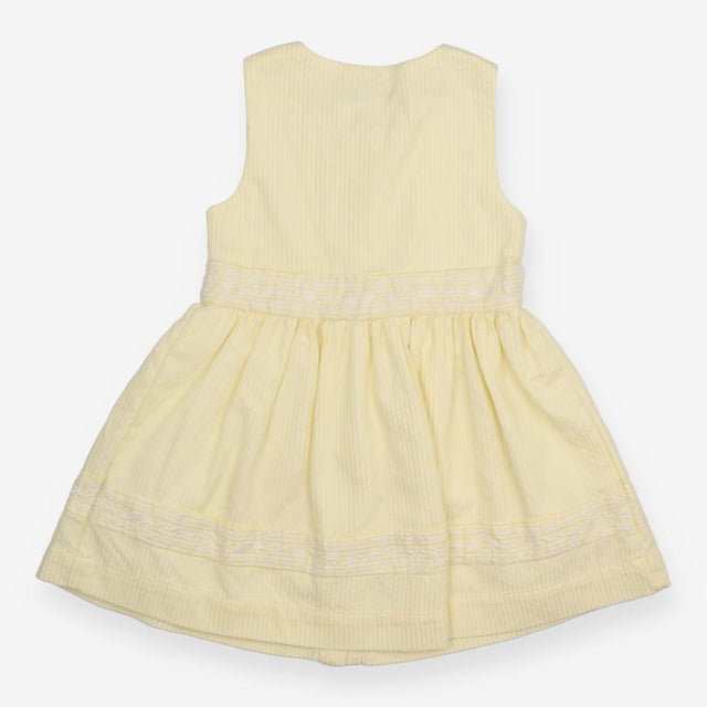 Sleeveless Summer Dress Yellow and White Strips wi