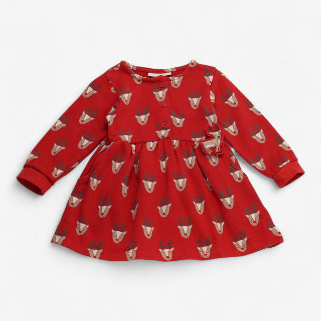 Dress Jersey Red Rudolph Print