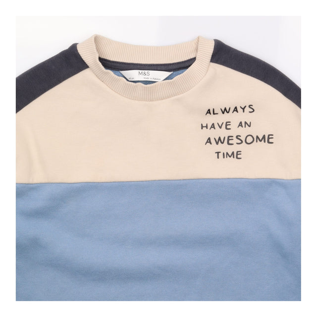 Sweater blue and cream ''ALWAYS HAVE AN AWESOME TI