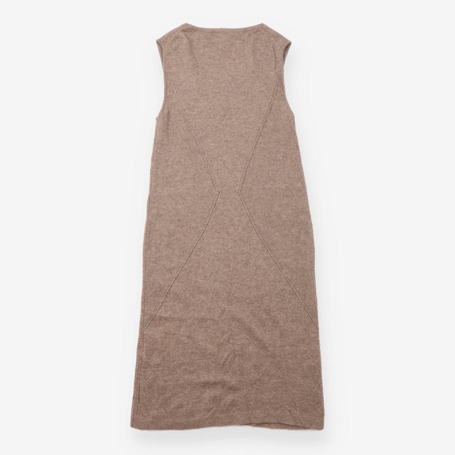 Midi Dress Taupe Pure Cashmere Sleeveless Knit