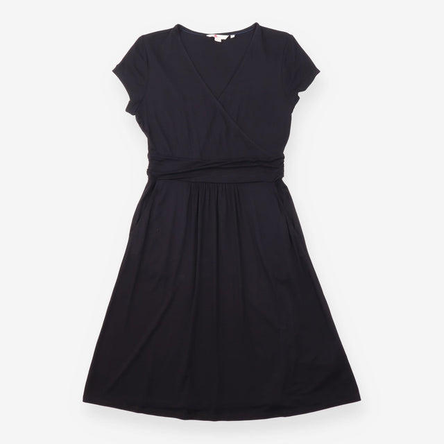 Dress Black Jersey Faux Wrap Ruched Waist