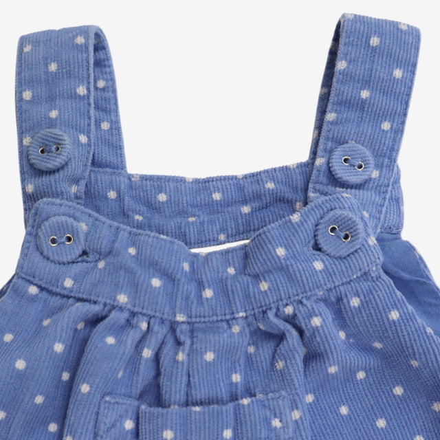 Dungarees blue cord white spots