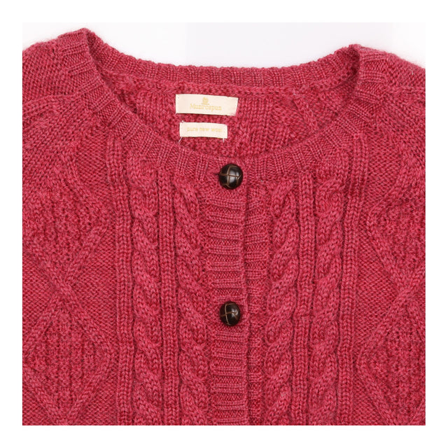 Cardigan Cable Knit Pure New Wool Pink