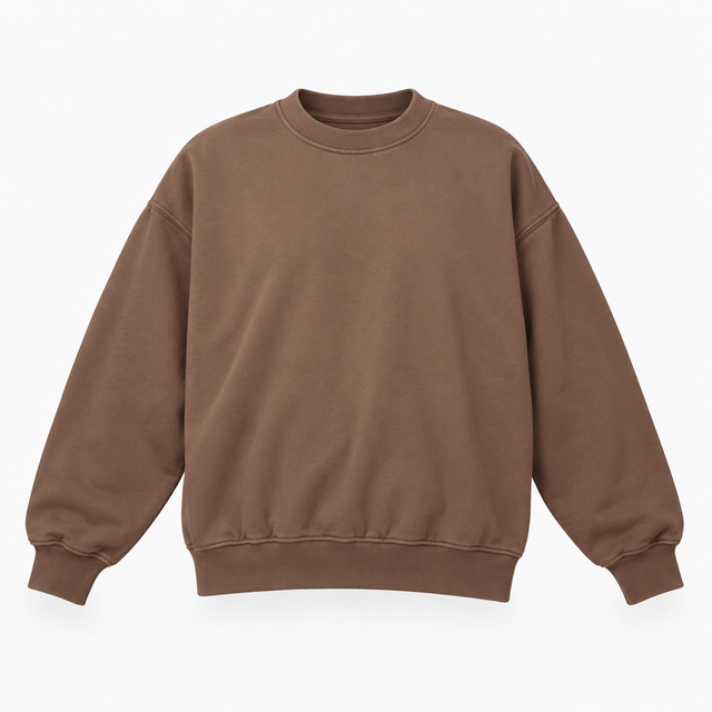 Taupe Brown Organic Cotton Crew Neck Sweatshirt