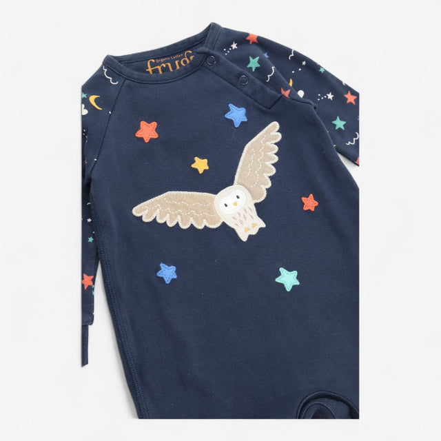 Footless sleepsuit navy owl and stars