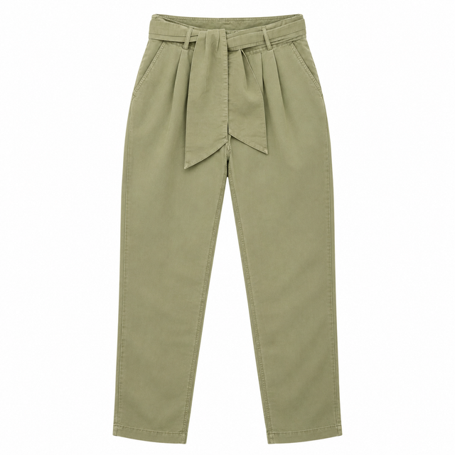 High Waist Belted Wide Leg Trousers Khaki Olive Gr