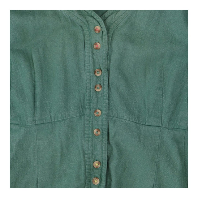 White Stuff Linen Green Button‑Down Dress