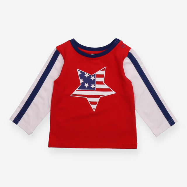 T-shirt long sleeve red and white stars USA