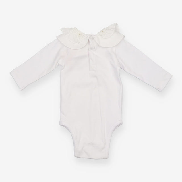 Bodysuit Long Sleeve White Double Collar