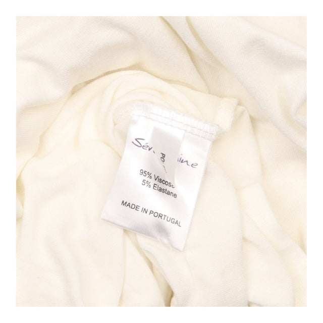 Cream Draped Long Sleeve Maternity Dress