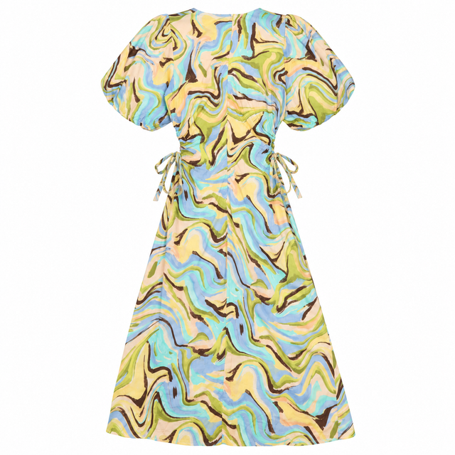 Midi Dress Multicolour Abstract Print