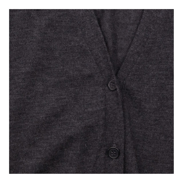 Charcoal Grey 100% Merino Wool Fine Knit Open Fron