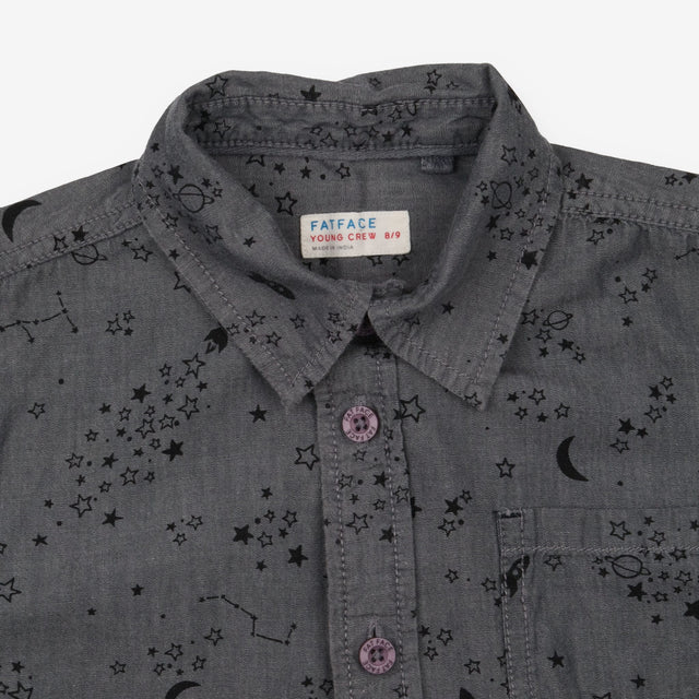 Shirt grey rocket stars moon LS
