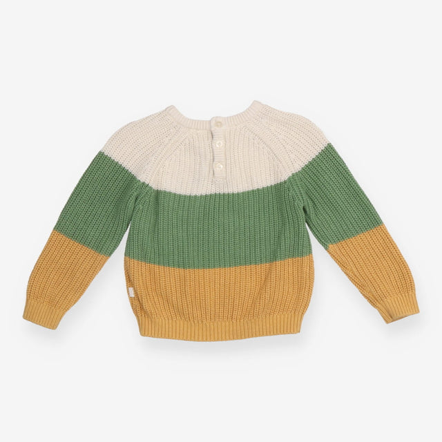 Jumper Knit Block Cream, Green and Yellow