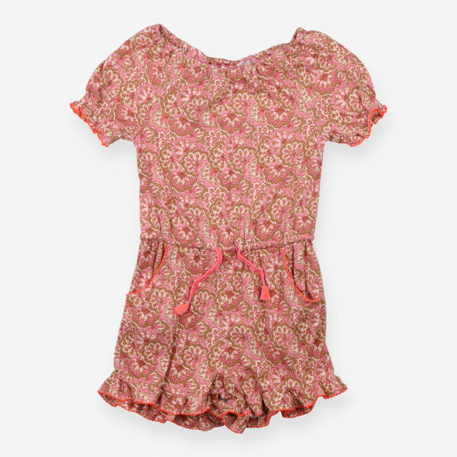 Playsuit brown pink neon edging