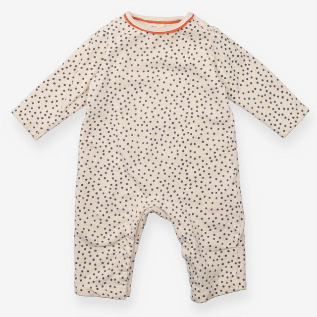 Romper cream grey spots orange trim