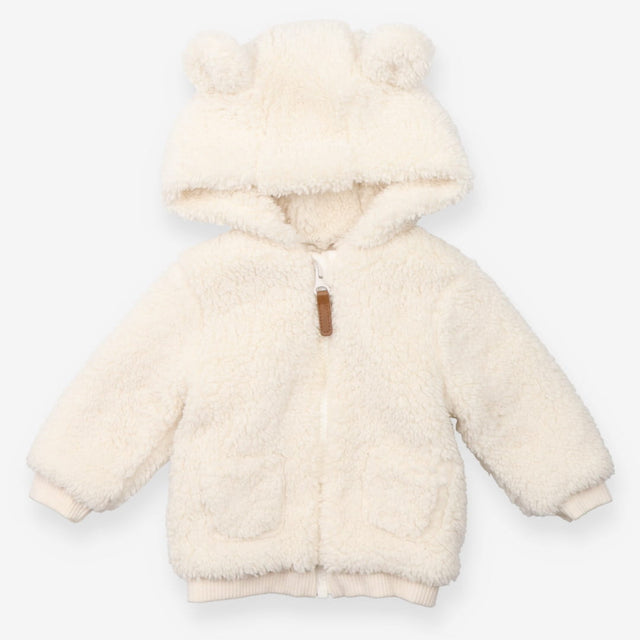 Cream fleece hooded jacket