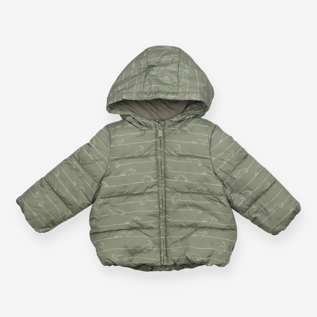 Coat green stripe dino outline