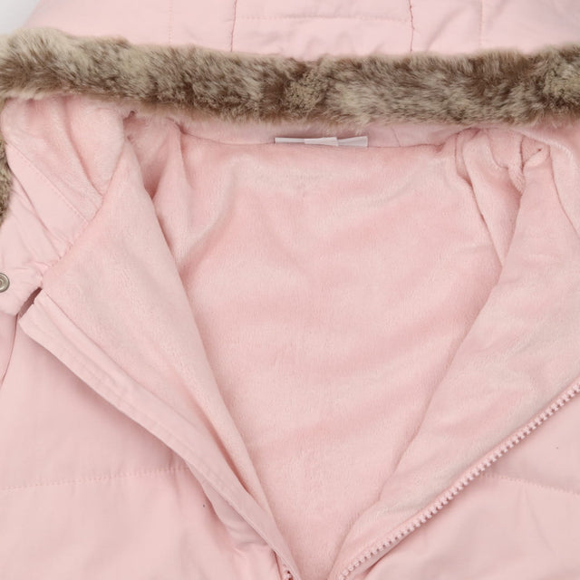 Pramsuit pink fur hood fleece lined